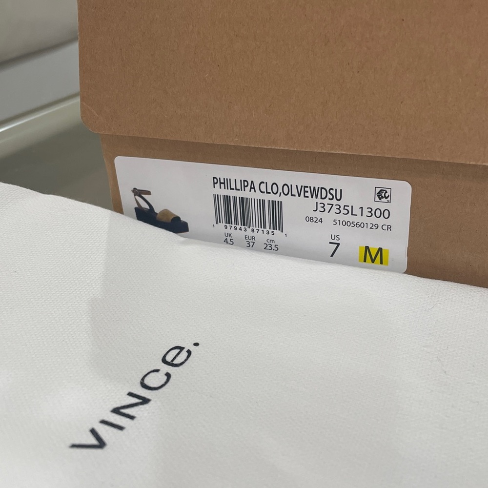 NIB Vince Camuto Philipa olive wood khaki tan suede flatform ankle strap size 7 - Picture 16 of 16